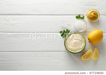 Concept of sauce, mayonnaise, space for text 97729600
