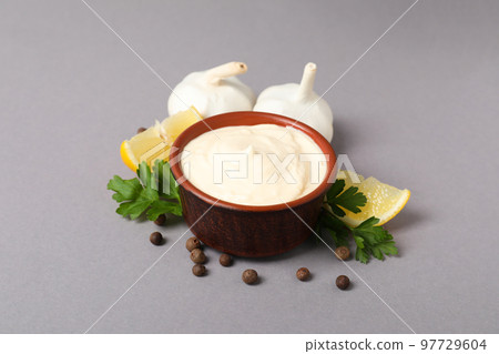 Concept of cooking egg sauce, mayonnaise sauce 97729604