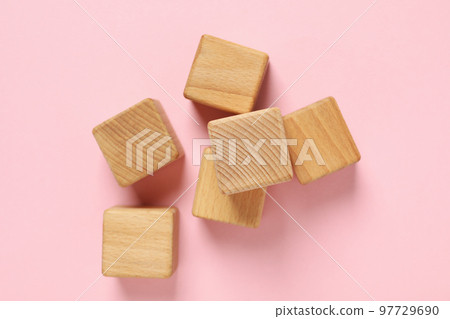 Blank wooden cubes for different concepts, top view 97729690