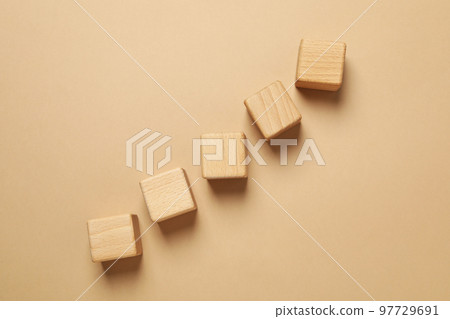 Blank wooden cubes for different concepts, top view Blank wooden cubes for different concepts, top view 97729691