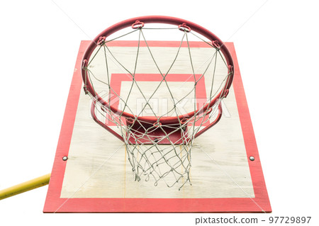 The street basketball backboard and net. Close-up 97729897