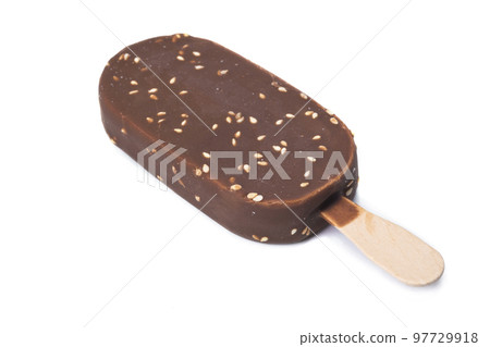 Chocolate popsicle. Ice cream on white background. closeup 97729918