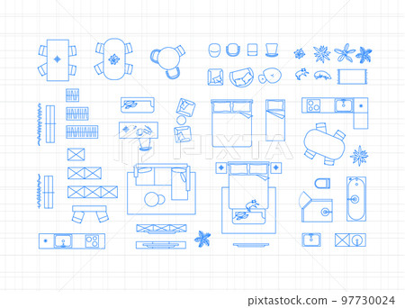 Construction drawing furniture icons Construction drawing furniture icons 97730024