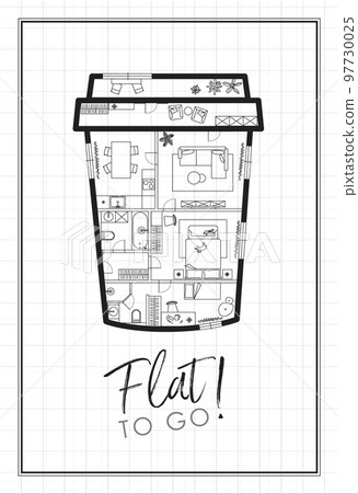 To go cup of coffee construction drawing white 97730025