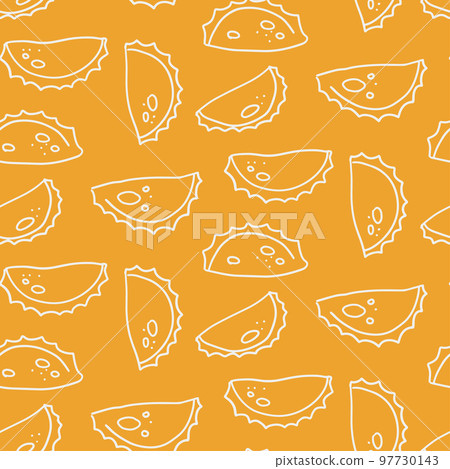 Empanada seamless doodle pattern, linear simple hand drawn vector illustration 97730143