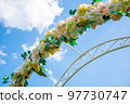 Floral wedding arch detail. 97730747