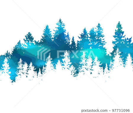 Spruce blue forest silhouette background . Vector illustration 97731096