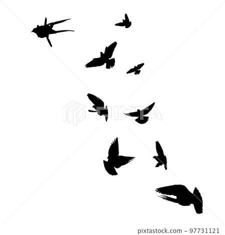 A flock of flying birds. Free birds. Vector illustration A flock of flying birds. Free birds. Vector illustration 97731121