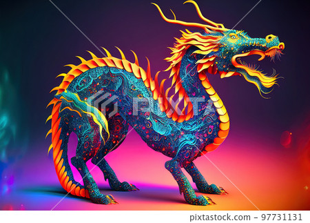 Chinese New Year Decoration--Closeup of Dancing Dragon and knots 97731131