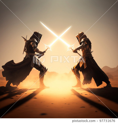 epic cinematic battle of two warriors in armor epic cinematic battle of two warriors in armor 97731676
