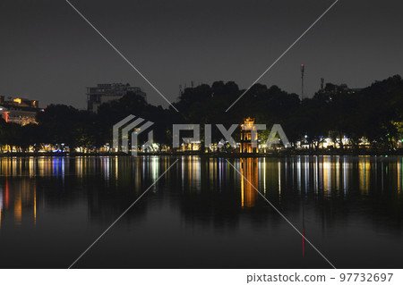 Hoan Kiem Lake by night, Hanoi, Vietnam 97732697