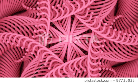 fractal star hexagon design red pink psychedelic design geometric rotation 3D illustration fractal star hexagon design red pink psychedelic design geometric rotation 3D illustration 97733035