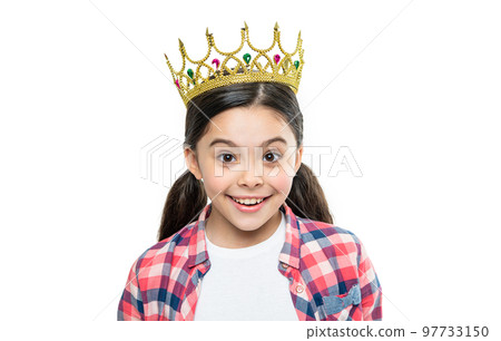 photo of happy teen queen girl wear crown. teen queen girl isolated on white. teen queen girl photo of happy teen queen girl wear crown. teen queen girl isolated on white. teen queen girl 97733150