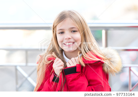 Girl with blond long hair smile outdoor Girl with blond long hair smile outdoor 97733164