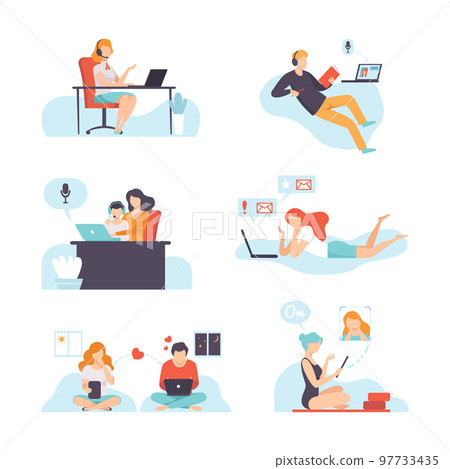 People Character Using Global Network Connection Vector Set People Character Using Global Network Connection Vector Set 97733435