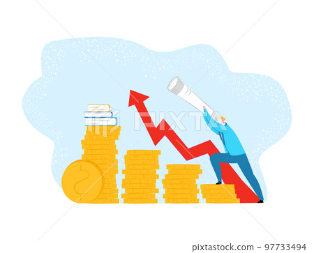 People search for job vector illustration. Business employee candidate concept, hr work recruitment interview. Hiring person, employment 97733494