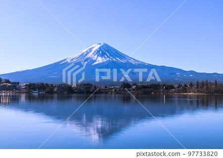 Upside-down Fuji early in the morning from Lake Kawaguchi 97733820