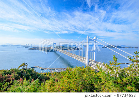 Great Seto Bridge in autumn, Mt. Washu Observatory, Kurashiki City, Okayama Prefecture 97734658