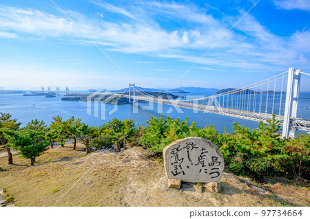秋天的瀨戶大橋，岡山縣倉敷市鷲羽山展望台 97734664