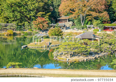岡山縣岡山市秋天的後樂園 97735034
