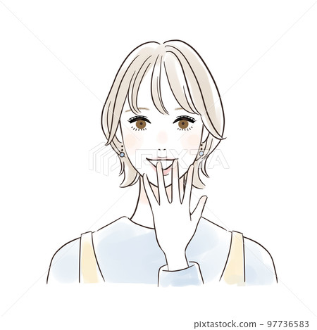 快樂的女人笑著驚訝 矮小的鮑勃 97736583