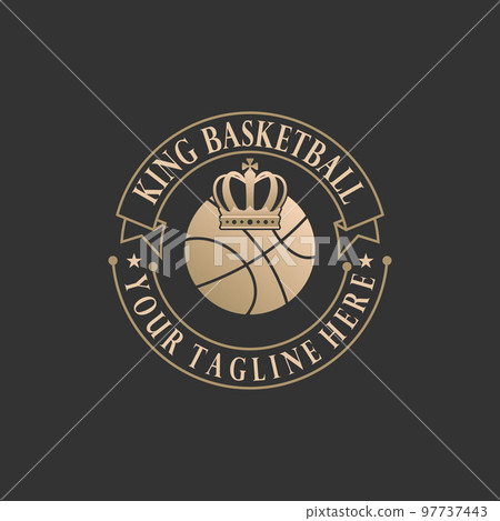 simple and unique basketball emblem with ball and crown image graphic icon logo design abstract concept vector stock. related to sport or tournament 97737443