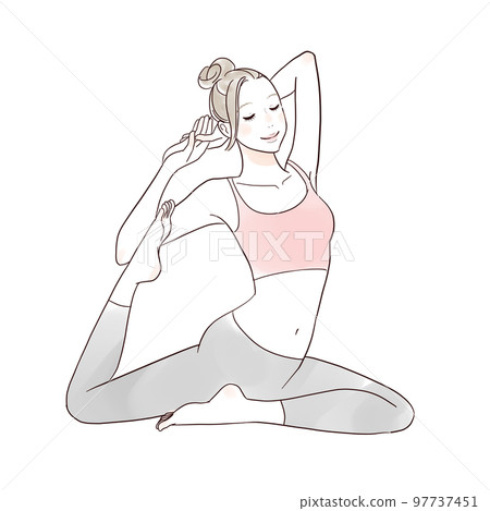 Woman doing yoga pose with smile 97737451