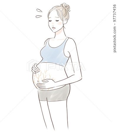 Pregnant women suffering from stretch marks Pregnant women suffering from stretch marks 97737456