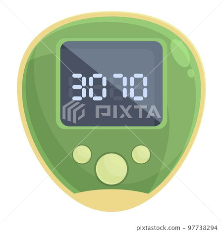 Green step counter icon cartoon vector. Sport heart. Smart tracker Green step counter icon cartoon vector. Sport heart. Smart tracker 97738294