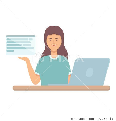 Virtual program icon cartoon vector. Computer project. Smart study Virtual program icon cartoon vector. Computer project. Smart study 97738413