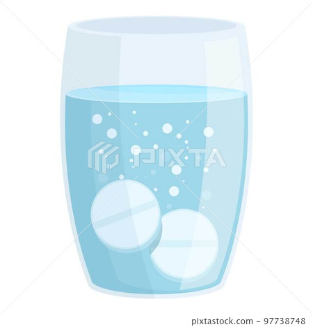 Glass pill vitamin icon cartoon vector. Effervescent medicine. Health aspirin Glass pill vitamin icon cartoon vector. Effervescent medicine. Health aspirin 97738748