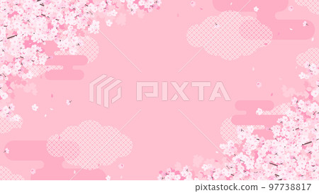 華麗的日式櫻花背景素材（橫向16:9） 97738817