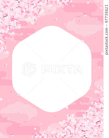 華麗日式櫻花相框/背景素材（豎向） 97738821