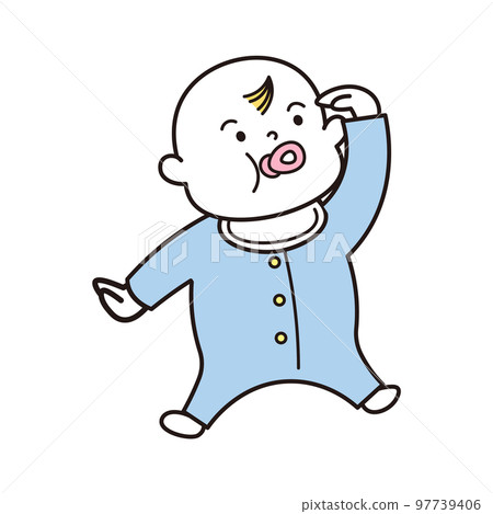 Illustration material of a baby looking for something 97739406