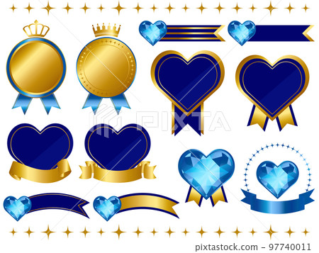 Valentine's Day & White Day emblem set blue Valentine's Day & White Day emblem set blue 97740011