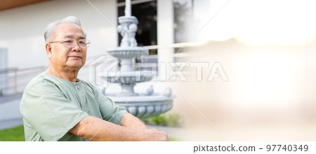 Asian elder man face portrait. 97740349