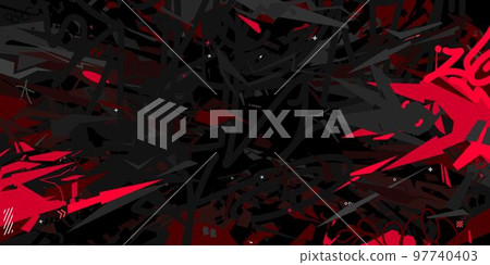 Dark Futuristic Mecha Gundam Cyberpunk Style Colorful Urban Street Art Graffiti Vector Illustration Template Background 97740403