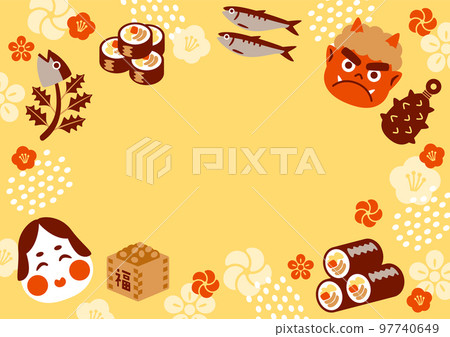 Setsubun title frame yellow background Setsubun title frame yellow background 97740649