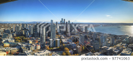 View from the Space Needle of the cityscape of Tacoma Downtown in Washington, United States View from the Space Needle of the cityscape of Tacoma Downtown in Washington, United States 97741063