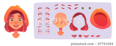 Woman in hat, smiling girl avatar generator Woman in hat, smiling girl avatar generator 97741084