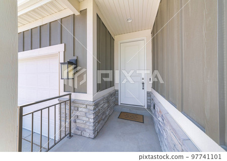 White front door exterior near the garage with white door 97741101