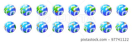 Earth globe rotation. Icons of world, planet Earth globe rotation. Icons of world, planet 97741122
