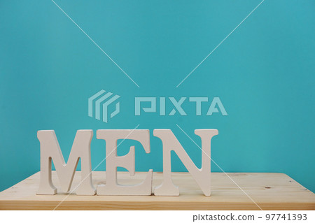 Men alphabet letters with space copy on wooden background Men alphabet letters with space copy on wooden background 97741393