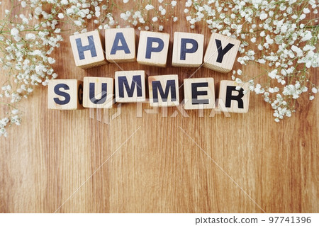 happy summer alphabet letters on wooden background happy summer alphabet letters on wooden background 97741396