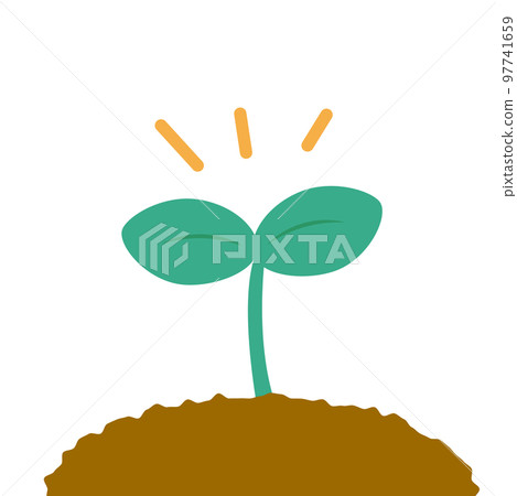 A simple illustration of two plant leaves sprouting A simple illustration of two plant leaves sprouting 97741659