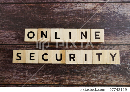 Online Security word alphabet letters on wooden background 97742139
