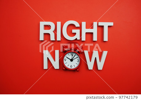 Right Now alphabet letters on red background Right Now alphabet letters on red background 97742179