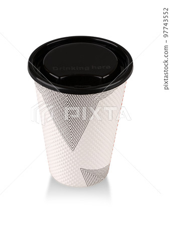 white closed paper cup with coffee isolated on white background white closed paper cup with coffee isolated on white background 97743552
