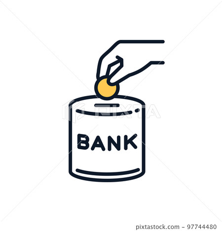 Simple icon illustration material to save money in a piggy bank 97744480