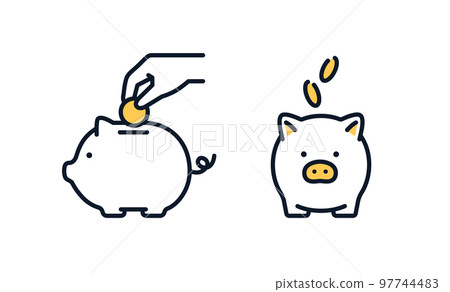 在豬存錢罐中存錢的簡單圖標插圖素材 在豬存錢罐中存錢的簡單圖標插圖素材 97744483